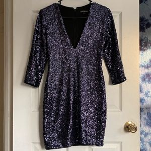 Express Deep V-Neck Sequin Mini Dress